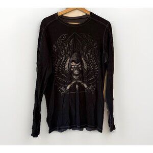 Affliction Reversible Thermal Long sleeve Shirt Size L Grunge Y2K Crazy Opium
